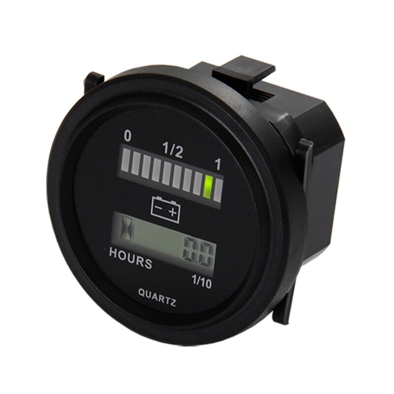 LED with Hour Meter Round Battery Indicator Meter Gauge 12/24V 36V 48V 72V for Boat Golf Cart Yamaha Club Cart Forklift