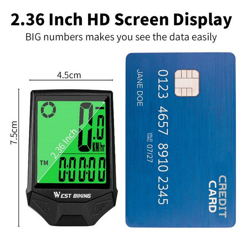 XINTOWN 2.36 Inch HD Screen Bicycle Odometer Waterproof Wireless Mountain Bike Computer Speedometer Backlight Bicycle Stopwatch