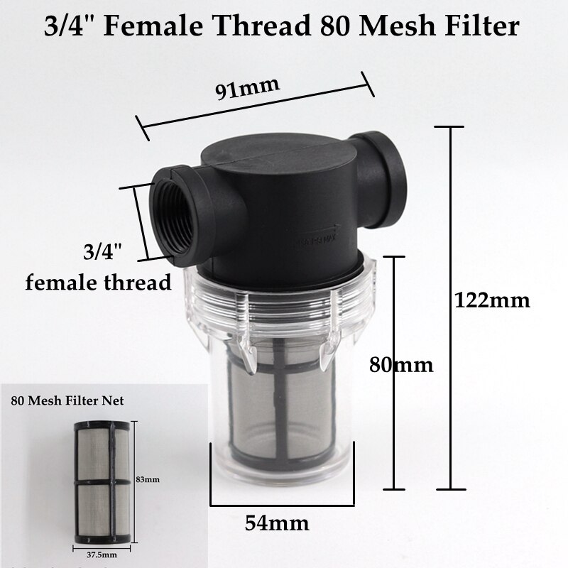 1/2 3/4 1 Inch Garden Watering Filter Pond Irrigation Filter Aquarium Fish Tank Water Pump Strainer 10~80 Mesh Filter Screen: 3I4 Inch 80 Mesh