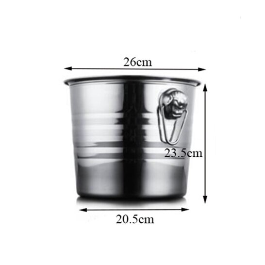 Stainless Steel Silver Ice Bucket Thick Ice Holder Container for Party Champagne Wine Barrel Bar Tools: Style-1 L