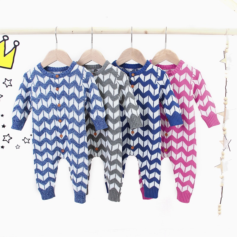 Kids Baby Girl Boy Knitted Romper Unisex Kids Long Sleeve Autumn Winter Jumpsuit Knitwear Infant Boys Girls Clothes