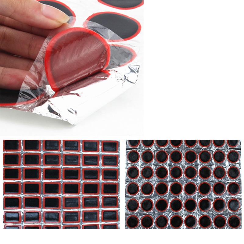 48 PCS 25mm Round Rubber Bicycle Tire Patch Cycle Repair Tools Cycling Bike Tire Tyre Inner Tube Puncture Repair Tools Kit
