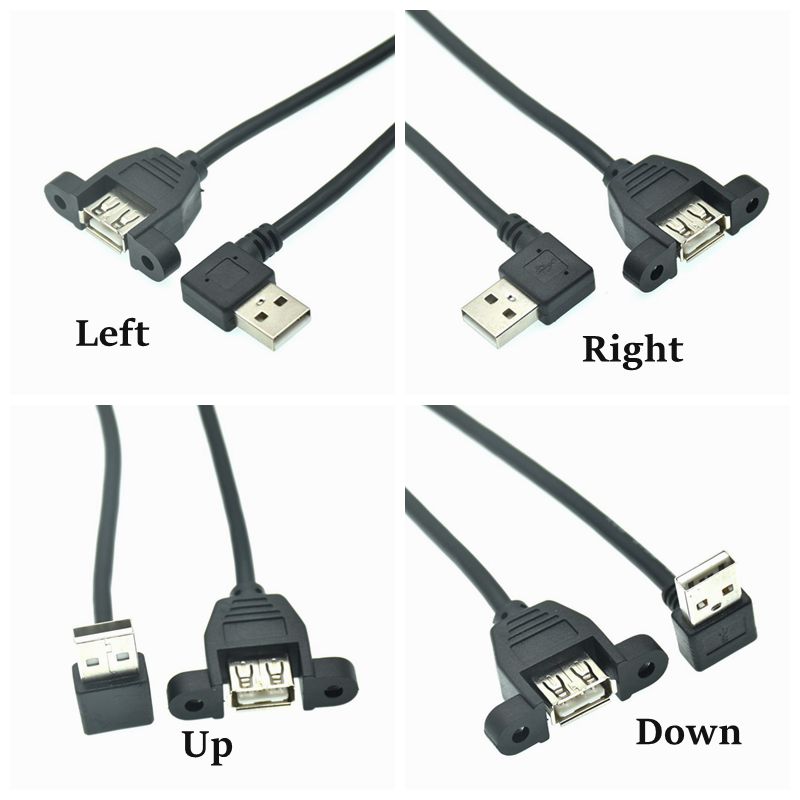 90 grad hoch & Nieder & Verknüpfungen & Rechts Abgewinkelt USB 2,0 A Stecker auf Buchse Verlängerung Kabel Mit Tafel montieren See 25cm 50cm