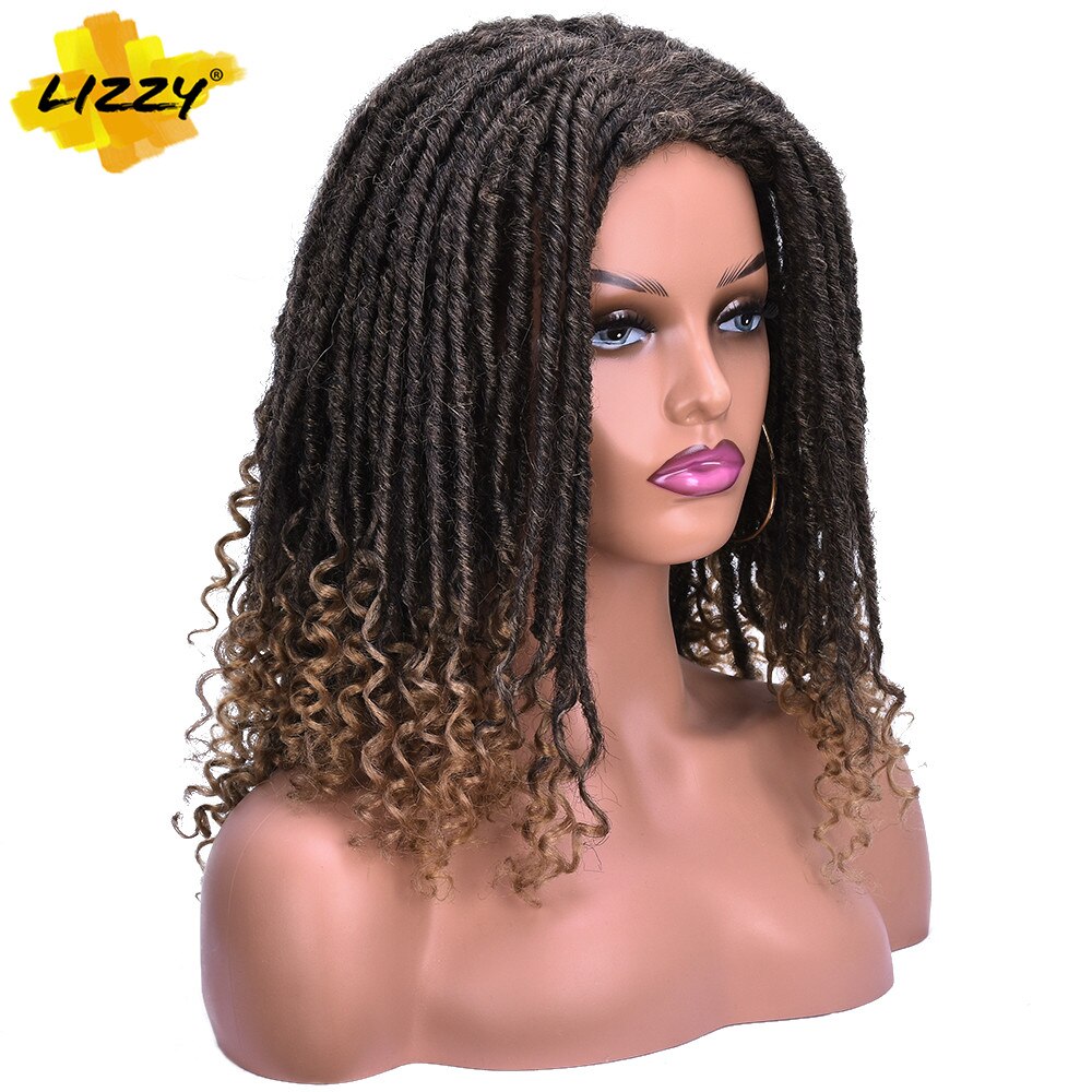 Goddess Faux Locs Wig Crochet Twist Braided Hair Wigs For Black Women Ombre Dreadlock Soul Goddess Locs 14inch Short Hair Lizzy