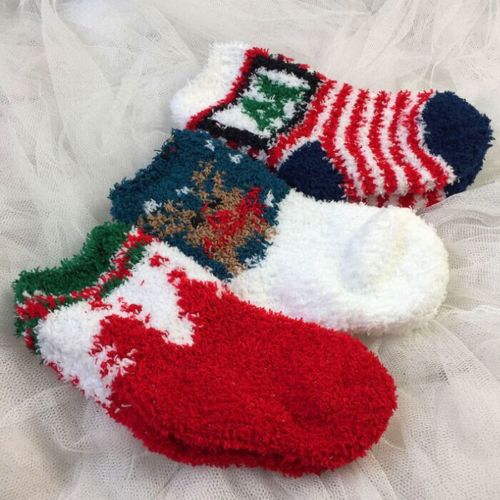 Christmas Babys Kids Girls Boys Childrens Cotton Socks Kids Warm Ankle Fuzzy Socks 1-6