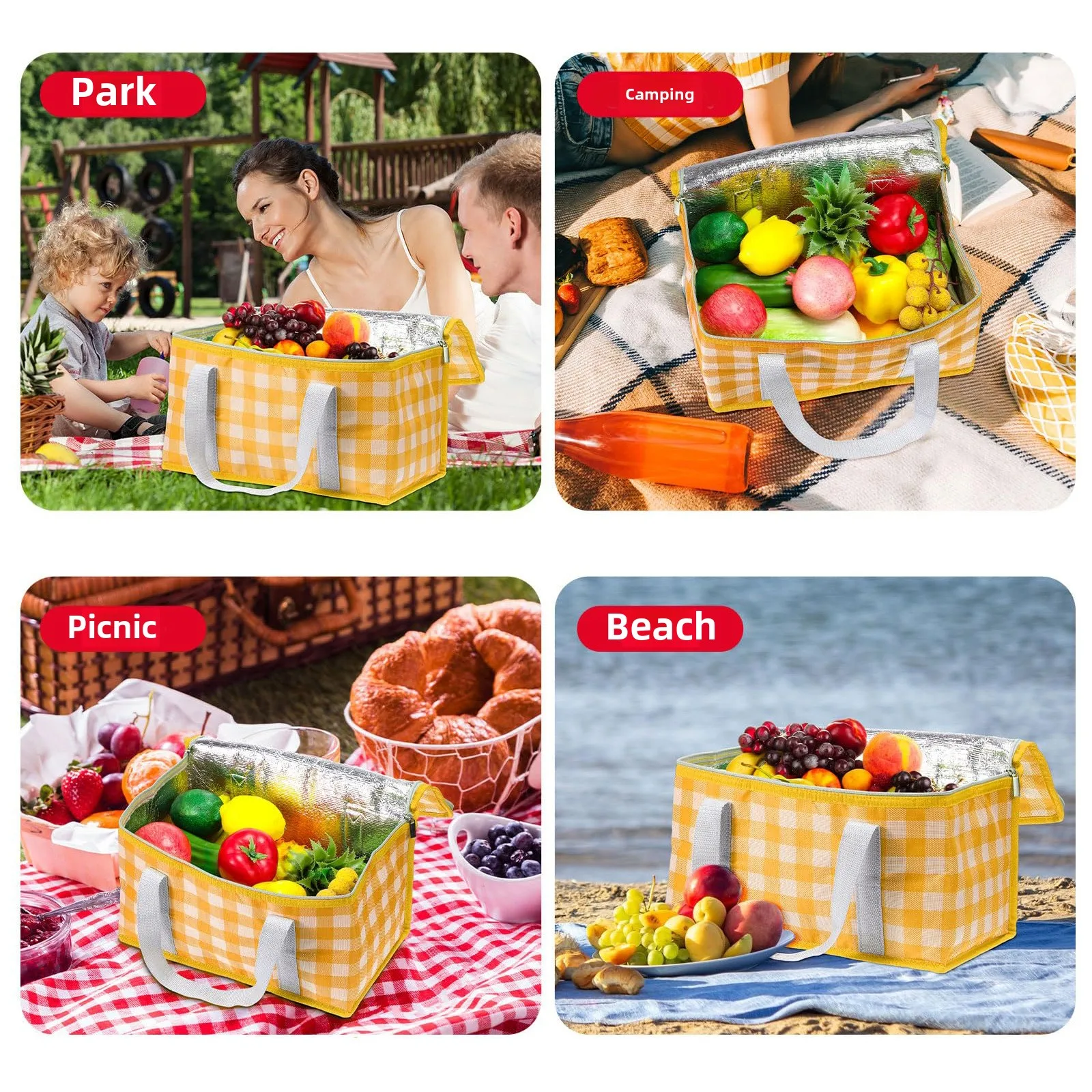 Sac de pique-nique sac isotherme en aluminium étanche sac de pique-nique grande boîte isotherme extérieure Portable thermique isolé Camping boisson Bento sacs