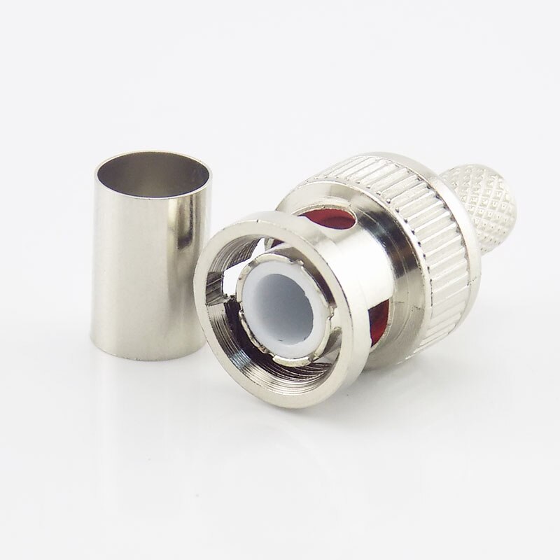 10Pcs/Lot 3 In 1 BNC Male Rg59 Plug Crimp Connectors Coupler Connector To Coax Cable for CCTV Camera System Accessories