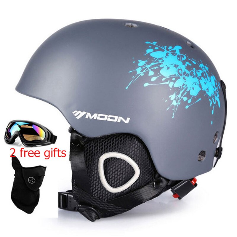 MOON Skiing Helmet with 2 Winter Adult Men Snowboard Skateboard Equipment Sports Safety Ski Helmets for men with goggles: 03 / M(55-58cm)