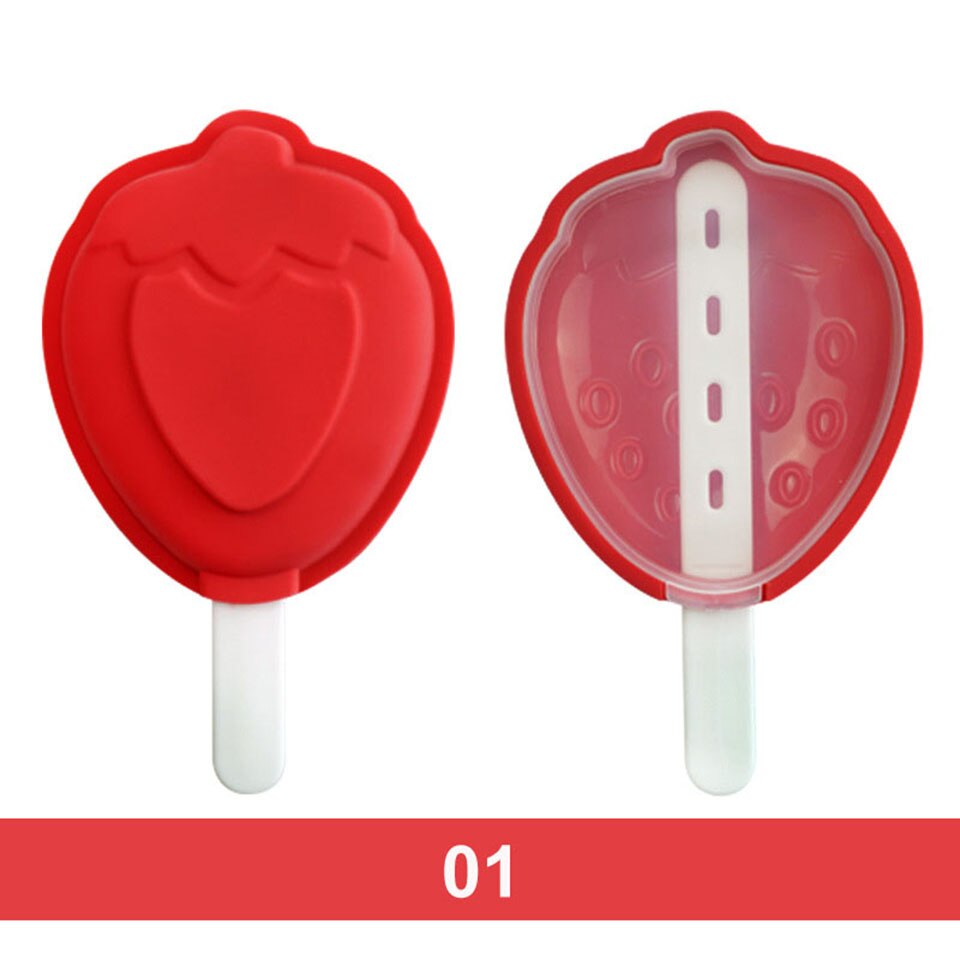 Strawberry Satermelon Popsicle Molds With Sticks Pineapple Drip-guards BPA-free Popsicle Molds Silicone Cartoon Ice Maker