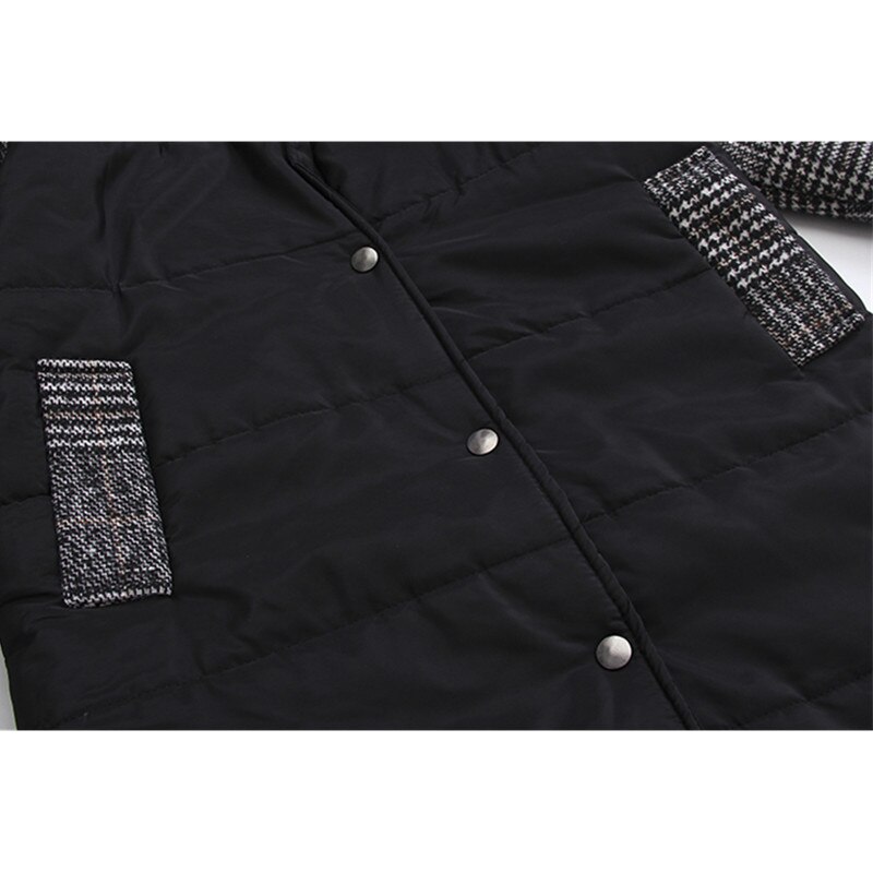 Large size Women Winter Cotton Hooded Jacket Coat Loose Warm Plaid Medium long Outerwear Casual Female Basic Jacket 4XL