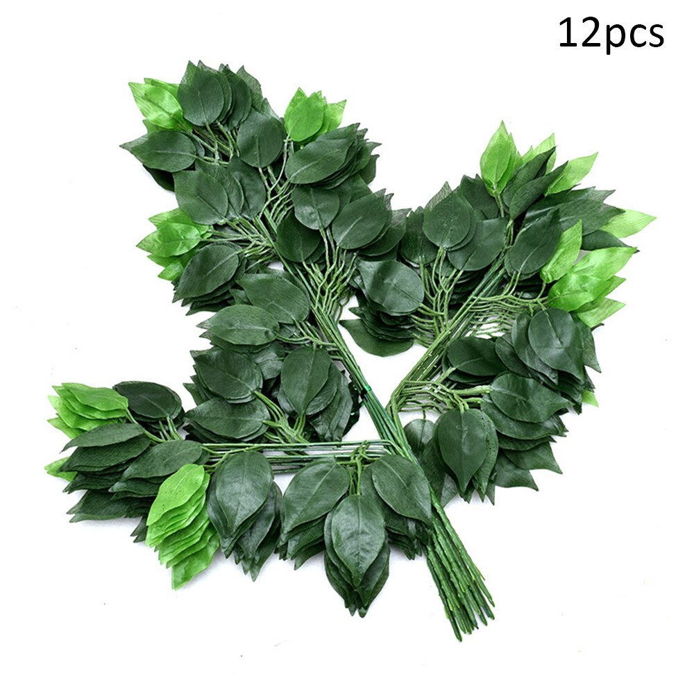 12 kpl/erä muovipuu keinotekoinen ficus-lehti ginkgo biloba oksat ulkona käsintehdyt lehdet tee-se-itse juhliin kotitoimiston koristeluun: A2 12 kpl