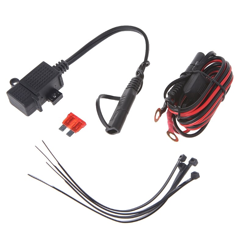 Kit de cargador USB impermeable de 2.1A para motocicleta, adaptador SAE a USB + arnés de extensión