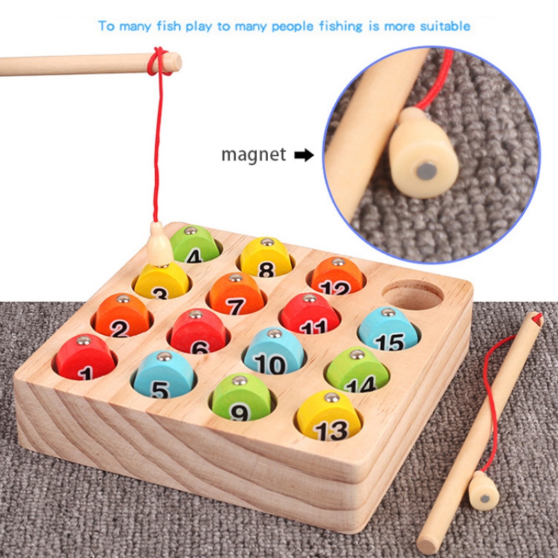 Mode Houten Magnetische Vissen Spel Puzzel Speelgoed Peuters Kids Kinderen Educatief Vis Ouder-kind Interactie Speelgoed