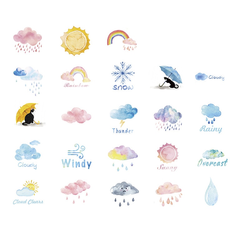 46PCS/box Cute Weather Diary Paper Lable Sealing Stickers Crafts And Scrapbooking Decorative Lifelog DIY Stationery