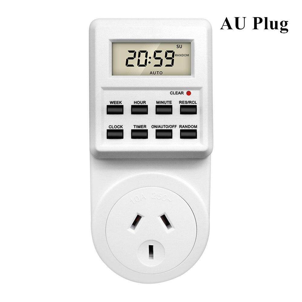 TM03 Digital Timer Switch Socket 24 Hour Cyclic Kitchen Timer Outlet Programmable Timing Socket EU UK AU US BR FR IT TH Plug: Brown