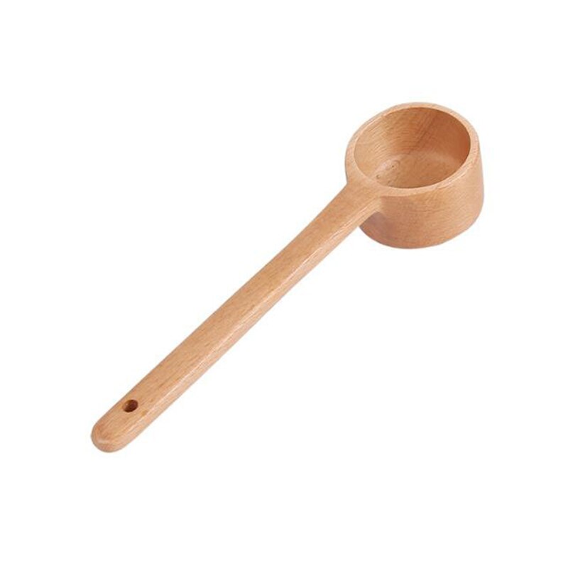 Cuchara medidora de madera con mango largo, utensilios de medición para cocina, café, sopa, hogar: M
