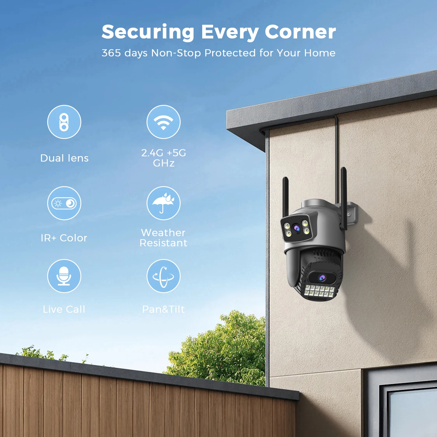 10MP 5K IP Camera Security Protection Wifi PTZ Dual Lens 5G HD Outdoor Surveillance Camera Human Detection Tracking Night Vison