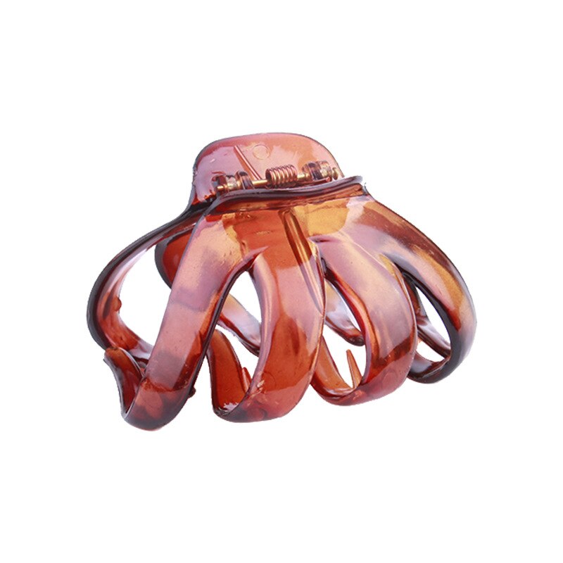 Pinza de pulpo para el pelo para mujer, pinza de plástico sólida a la para mujer, herramientas de estilismo, pinza para el pelo, accesorios para el cabello: 8cm-Brown