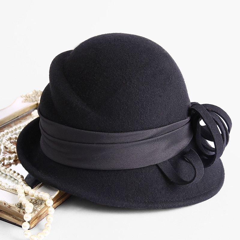 Beckyruiwu Lady Banquet Grace Special Shade Pure Wool Felt Hats Women Party Formal Asymmetric Fedora Hat