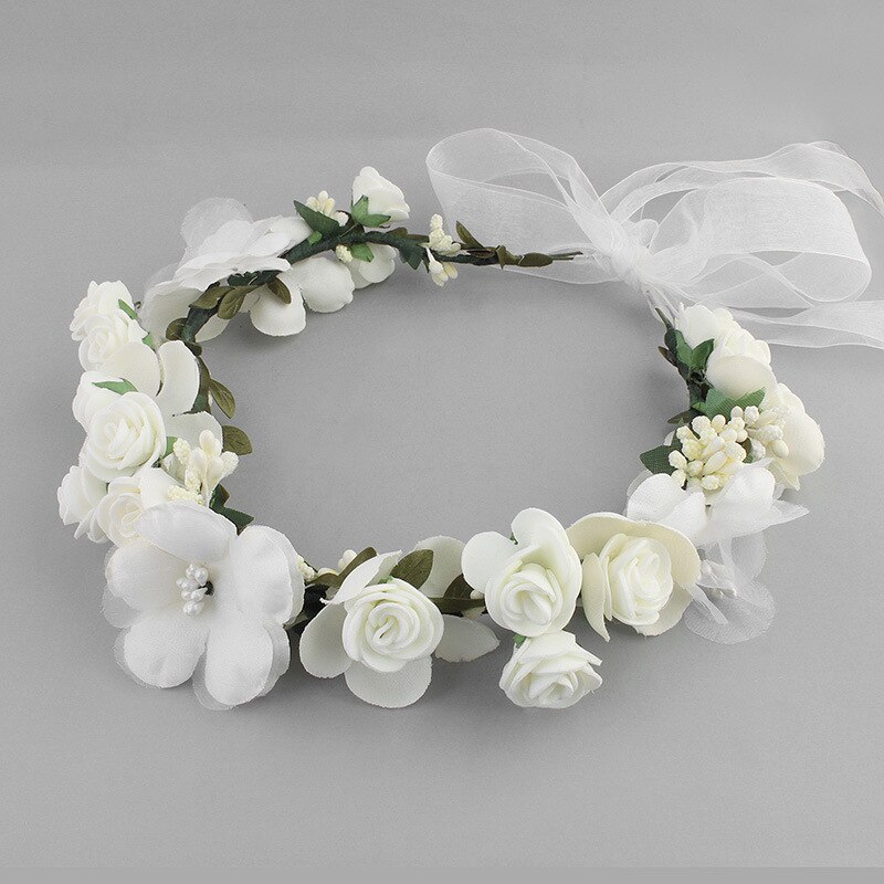 Tocado de novia con corona de rosas, diadema de encaje Floral a la , diadema Tricolor opcional, diadema de playa
