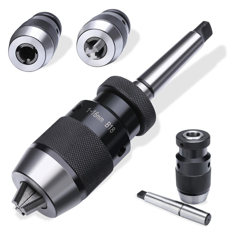 B18 1-16mm selvspændende nøglefri borepatron &  mt2-b16 dorn til drejebænk  mk2 passer til næsten alle boringer og drejebænke