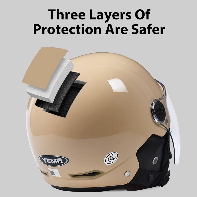 YEMA-medio casco de motocicleta Vintage para hombre y mujer, protector de seguridad para Moto eléctrica y ciclismo