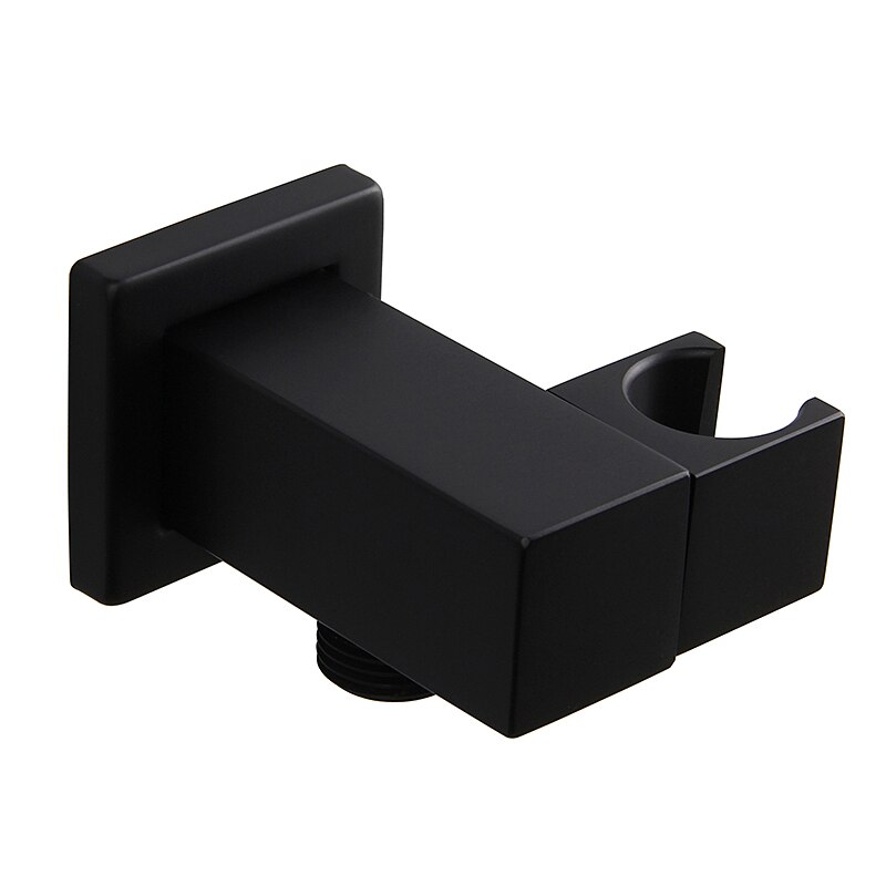 Hand Shower Hook Chromed Polish Shower Seat Solid Brass G1/2" With Shower Hose Connector Shower Mounting Brackets: Black H style