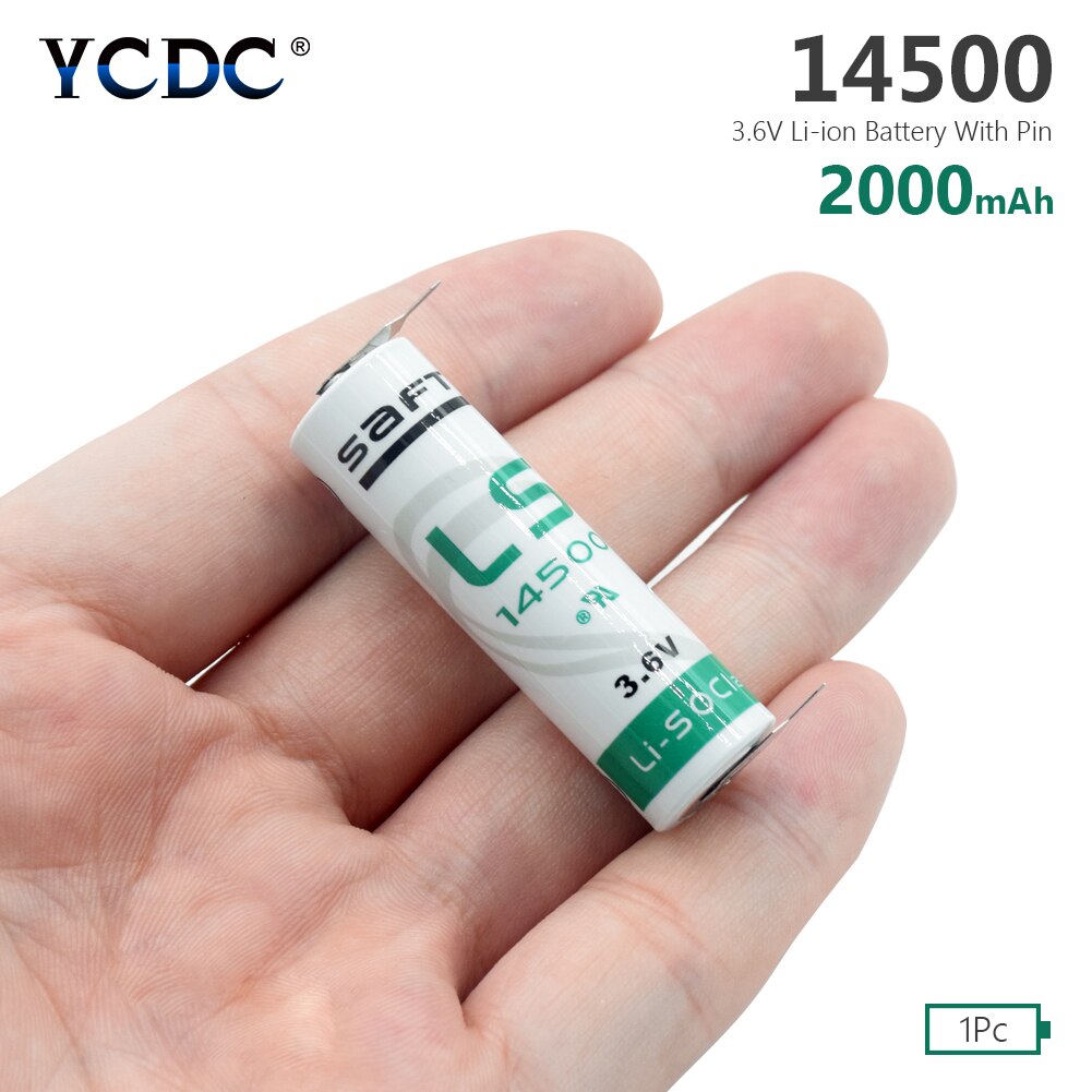 Ycdc Aa 14500 3.6V 2000Mah Lithium Batterij Voor Gas Meter Alarm LS-14500 ER14505 Met Pins