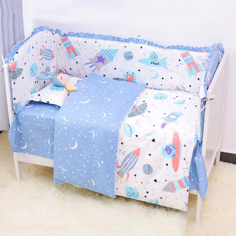 5 PCS Cartoon Baby Bed Bumper Set 120*70CM Nordic Cotton Cot Bumper For Newborns Crib Sides Cradle Protector Children Room Decor