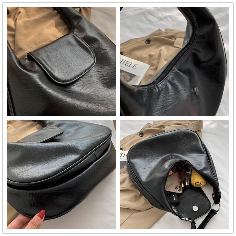 Pu leren vintage handtas voor dames retro merk schoudertas dames eenvoudige handtas