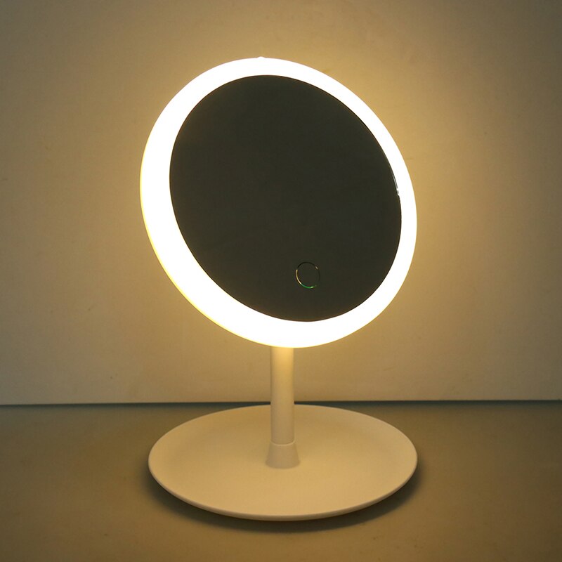 Desk Ring Light Mirror Led Makeup Mirror Smart Touch Control Lighted Makeup Vanity Stand Up Led Vanity Mirror USB Use