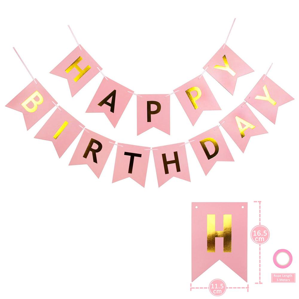 Paper Happy Birthday Banner Flags Birthday Party Decorations Kids Boy Girl Bunting Garland Adult Supplies My 1st 1 One Year
