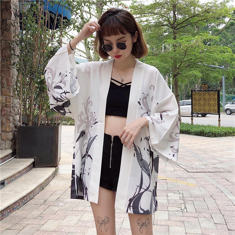 Girl Temperament Japanese A Gentle Wind Feather Fabric Sunscreen Clothes Bird Cardigan Kimono Loose Coat