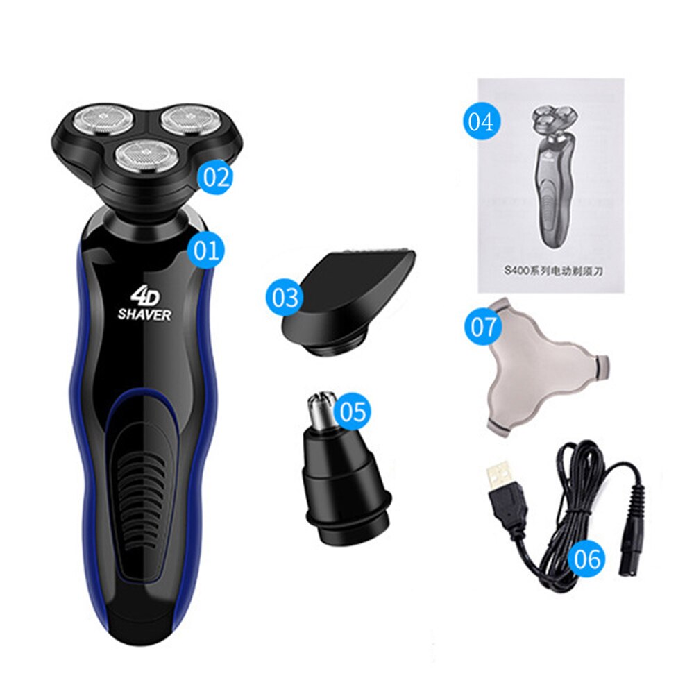 Elektrische Scheerapparaten Scheren Machine 4 In 1 Baard Scheerapparaten 4D 3 Blades Neus Tondeuse Tondeuse Oplaadbare Voor Mens Elektrische scheerapparaat: A set no box