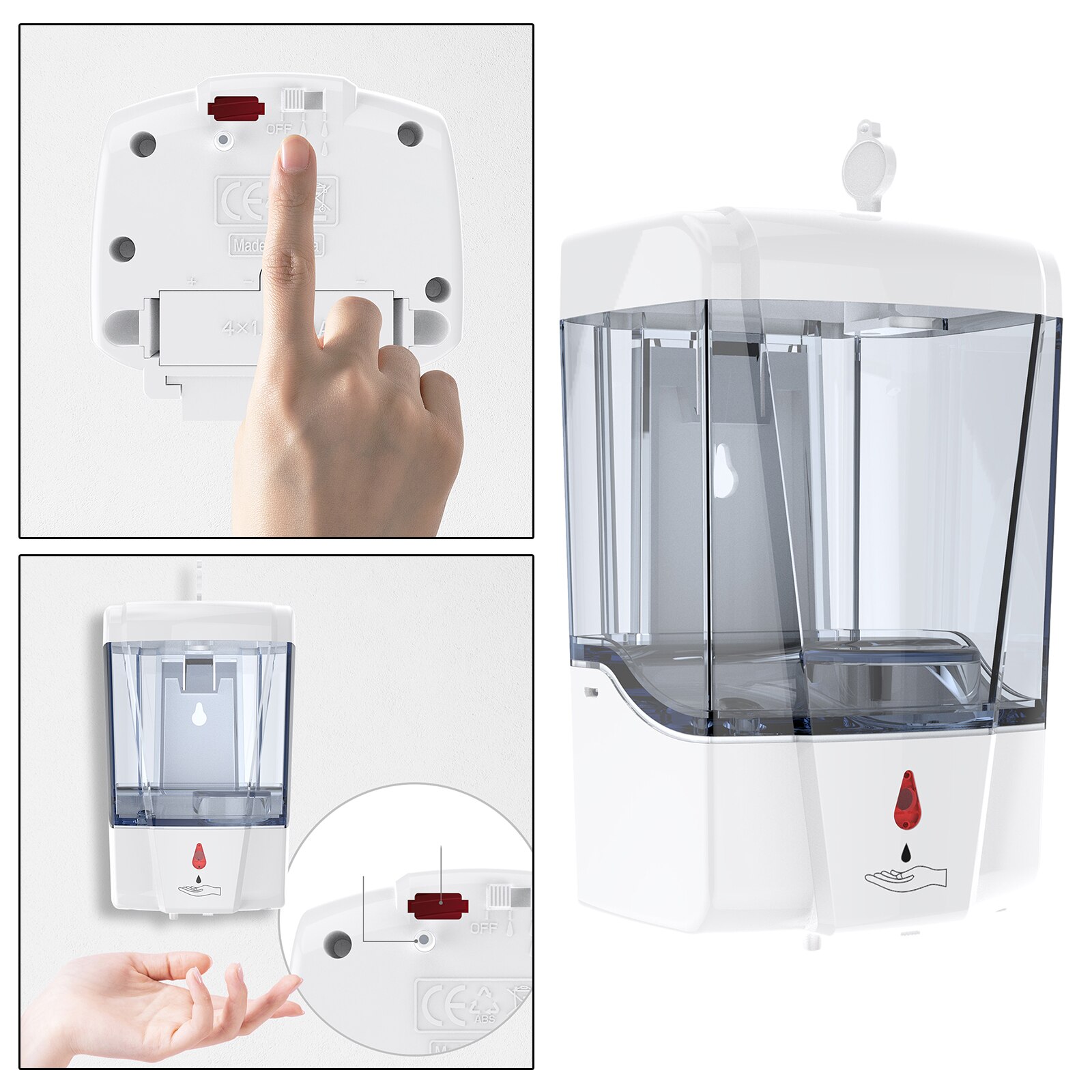 700Ml Automatische Sensor Zeepdispenser Wall Mounted Vloeibare Sanitizer Dispenser