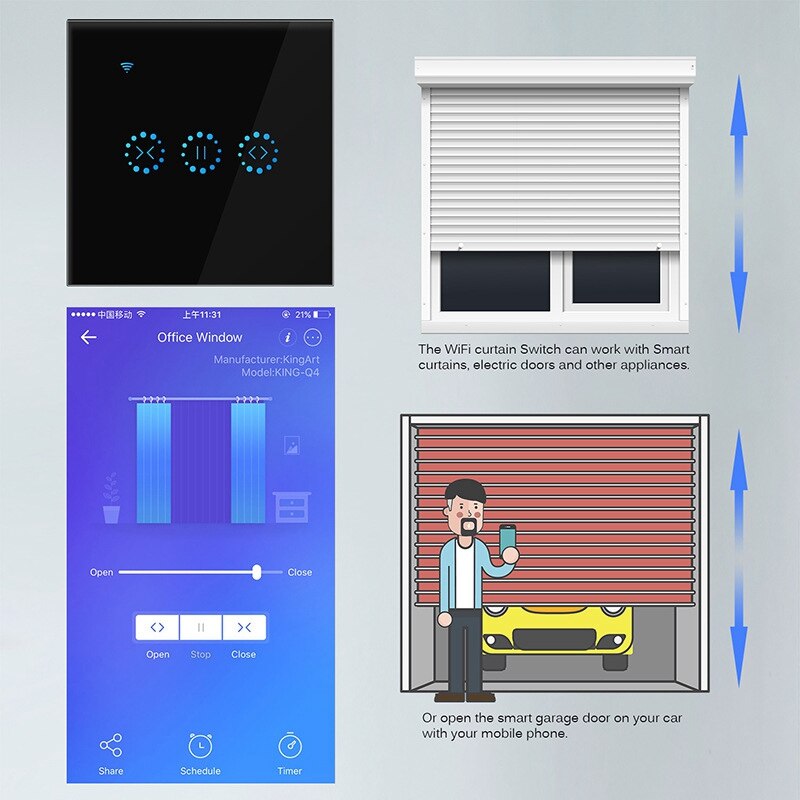 App Wifi Druk Schakelaar Rolluik Schakelaar Jaloezieën Gordijn Schakelaar Alexa