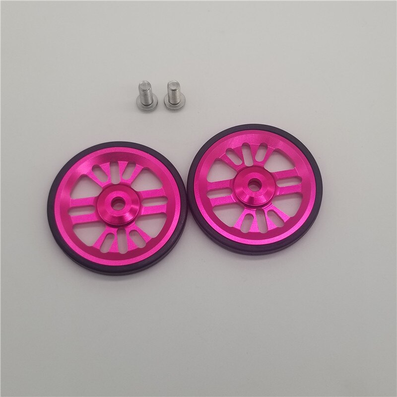 easywheel for Brompton bike folding bicycle easy wheel aluminum CNC processing ultralight: rose red
