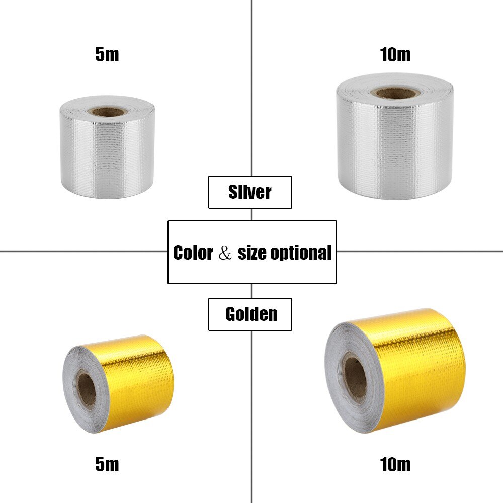 Heat Shield Wrap Tape Automotive Exhaust Pipe Decorative Aluminum Foil Belt Thermal Insulation Band