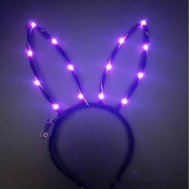 1 st kvinnor flicka långa kaninöron led blinkande pannband kanin öra lyser upp hårband glöd fest påsk