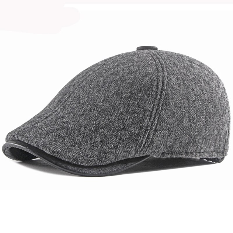 Ht3308 basker män varma vinterhattar med öronklapp manlig murgröna newsboy öronlucka platt keps fleecefodrad baskerhatt män vinterberet keps: Grå / Xl 59-60cm