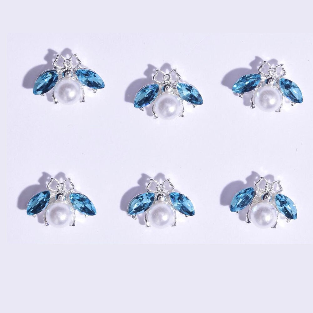 100 stk/parti negle charme sæt metal bi/ krone/ spider krystal strass negle kunst sten legering 3d negle charm dekoration: Mønster 1-100 stk