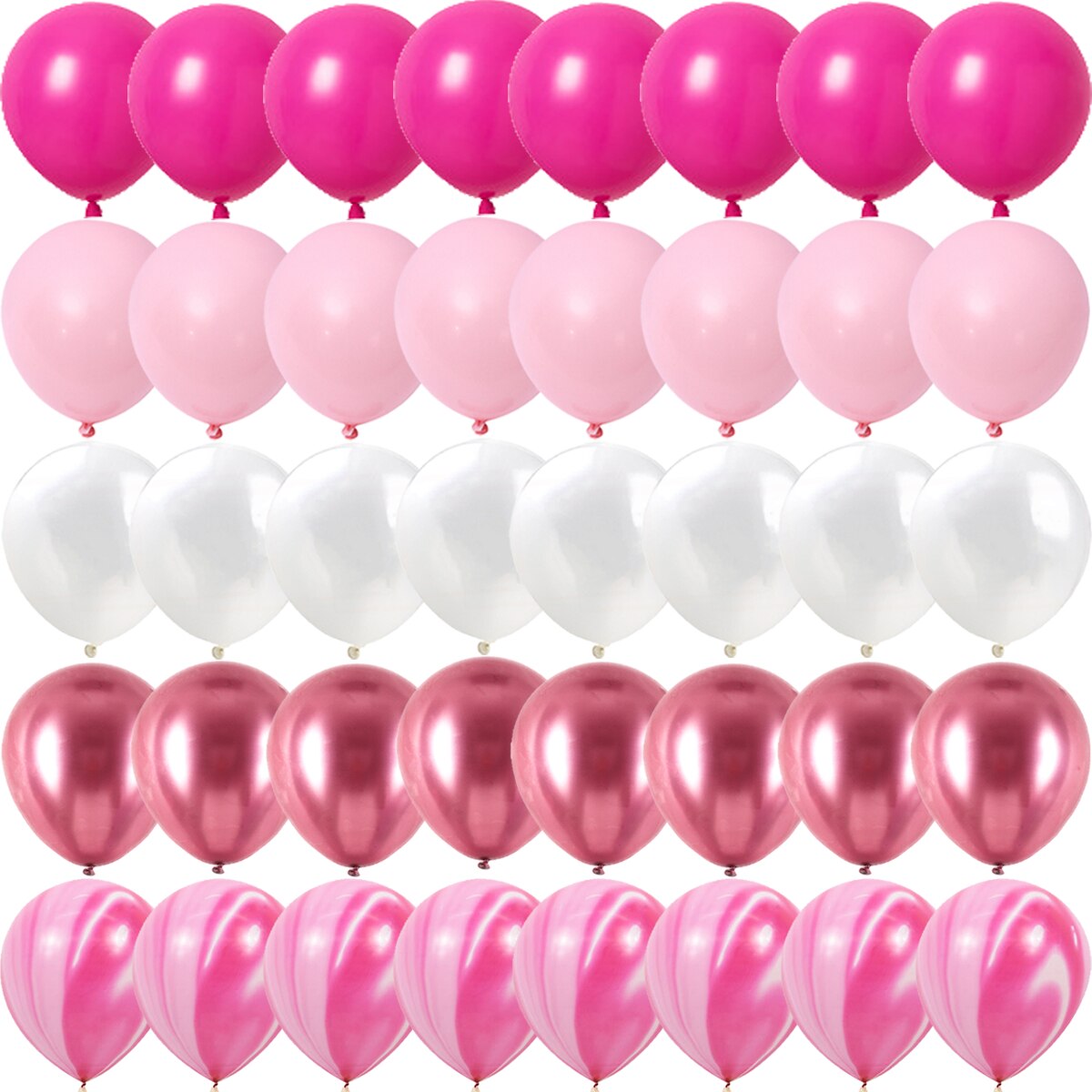 40PCS Rose Pink Metal Latex Bar Confetti Balloons Wedding Decorations Matte Globos Birthday Girl kidParty Decorations Year: Marble