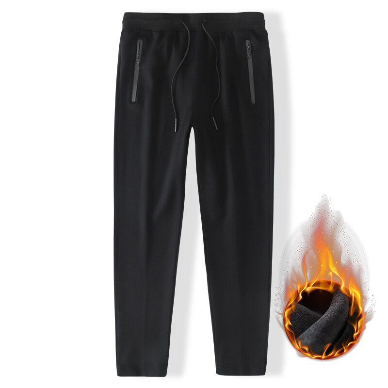 Plus size 8xl varma sammets träningsbyxor herr grå fritidsbyxor joggingbyxor vinter sportkläder för män #39 fleecebyxor träningsbyxor herr: L / Svart