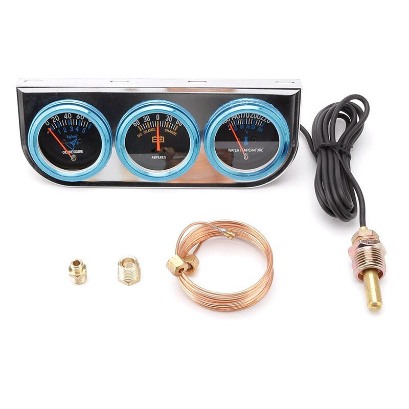 2'' 52mm 3 In 1 Car Fuel Triple Gauge Meter Ammeter Water Temp Oil Pressure Indicadores Device Water Temperature Gauge