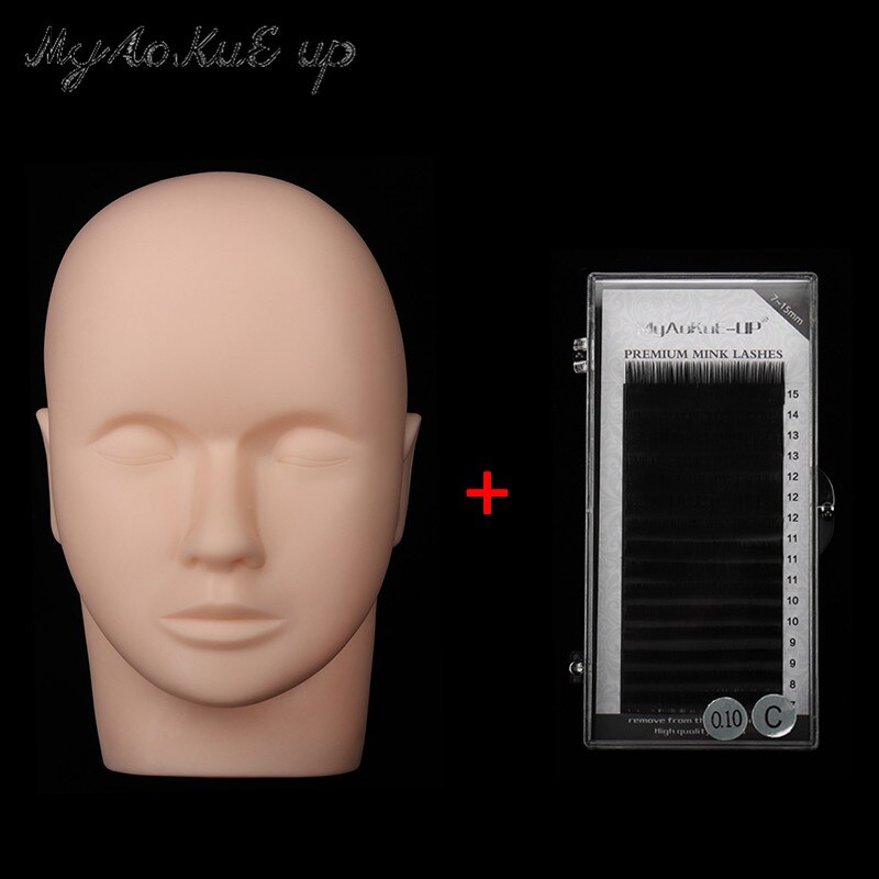 Maniquí de cosmetología 1 Uds., cabeza de entrenamiento para hombre, maniquí de masaje Facial, cabeza plana, cabeza de práctica para extensiones de pestañas, herramienta: mode mix length lash