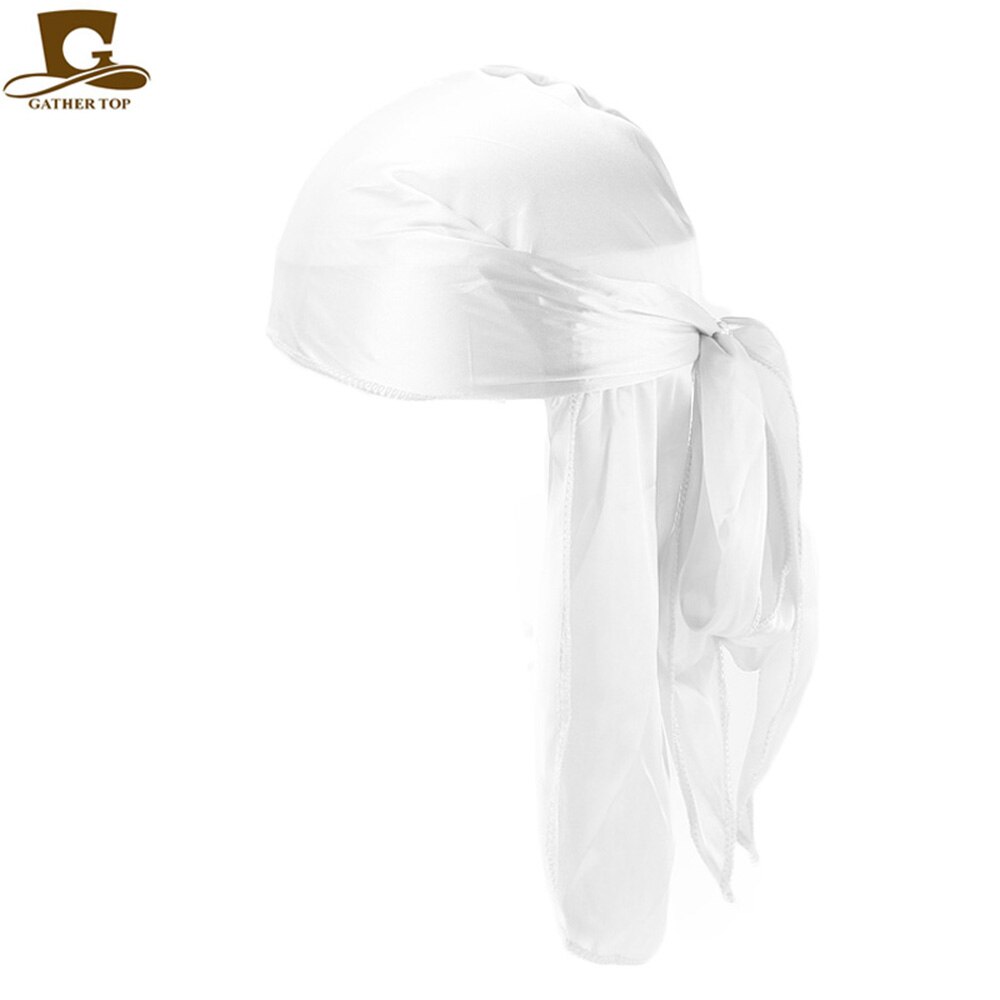 Durag Men Solid Color Silk Durags Women Breathable Turban Hair Bands 13Pcs/package: white