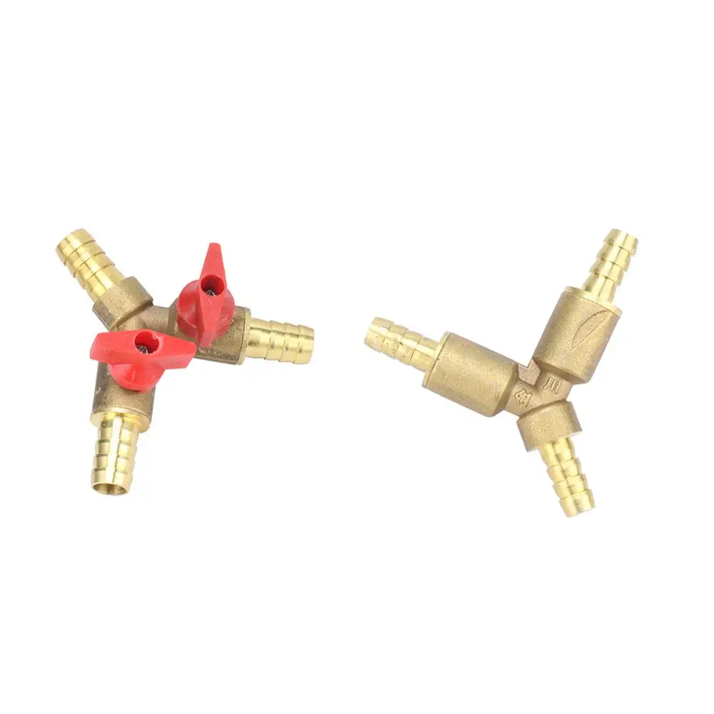 8mm 10mm tuyau barbe en forme de Y à trois voies en laiton arrêt robinet à tournant sphérique raccord de tuyau adaptateur pour carburant gaz eau huile Air 1 Pc