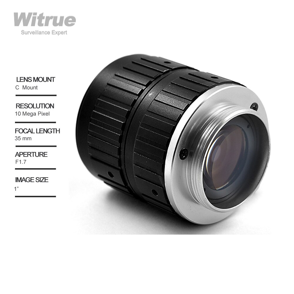 HD CCTV Lens 10 Megapixels 35mm F1.7 C Mount 1" Industrial Machine Vision Lens for IP Security Camera