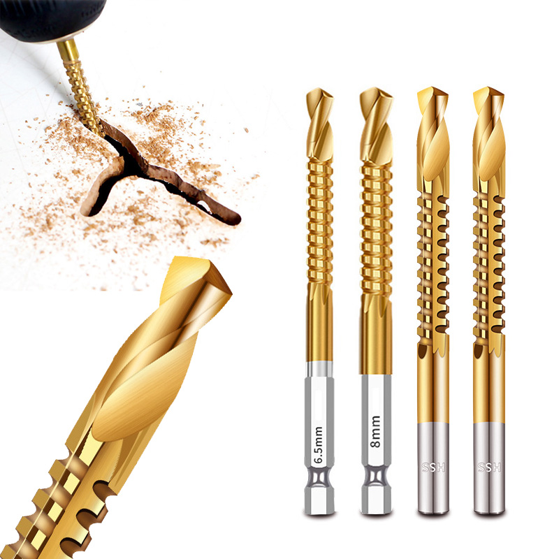 Juego de brocas helicoidales HSS, 6/2 Uds., 3-8mm, ranurado dentado, grifo de corte, sierra en espiral, sierra perforadora de madera, Metal y plástico, herramientas de taladro de titanio