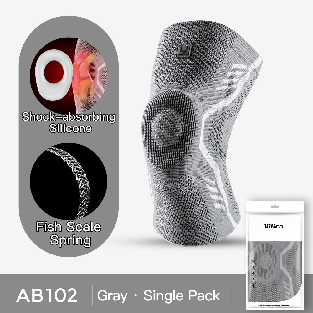 Genouillère élastique respirante pour hommes et femmes, soutien de la rotule, soutien du genou, protection complète, compression, sport, printemps, 1 pièce: M / Gris clair